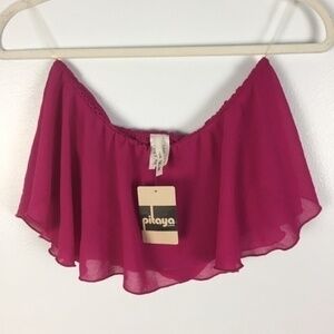 Pitaya Womens Size S Pink Chiffon Bandeau Crop Top
